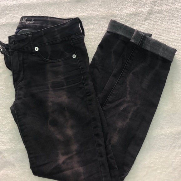 Black tie-dye AE stretch jeans - Picture 1 of 6